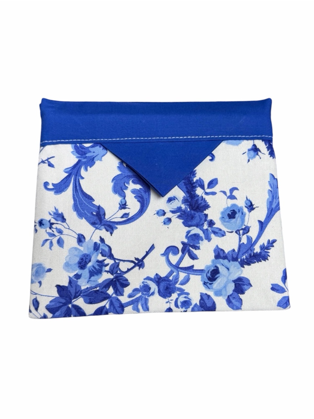 Hand Crafted Snap Bag Pouch Blue Floral Envelope Clutch Coin Purse Card Holder - Picture 4 of 5